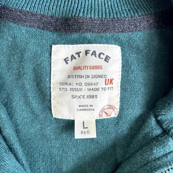 Fat Face Forest Green Quarter Zip Sweater Men’s Size L - Picture 2 of 9